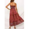 image:imageZESICA Womens Summer Boho Strapless Maxi Dress 2026 Casual Off Shoulder Smocked Flowy A Line Beach Holiday Long DressesRed