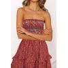 image:imageZESICA Womens Summer Boho Strapless Maxi Dress 2026 Casual Off Shoulder Smocked Flowy A Line Beach Holiday Long DressesRed