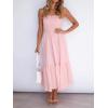 image:imageZESICA Womens Summer Boho Strapless Maxi Dress 2026 Casual Off Shoulder Smocked Flowy A Line Beach Holiday Long DressesSolid Blush Pink