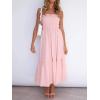 image:imageZESICA Womens Summer Boho Strapless Maxi Dress 2026 Casual Off Shoulder Smocked Flowy A Line Beach Holiday Long DressesSolid Blush Pink