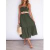 image:imageZESICA Womens Summer Boho Strapless Maxi Dress 2026 Casual Off Shoulder Smocked Flowy A Line Beach Holiday Long DressesSolidarmygreen