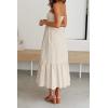 image:imageZESICA Womens Summer Boho Strapless Maxi Dress 2026 Casual Off Shoulder Smocked Flowy A Line Beach Holiday Long DressesSolidbeige