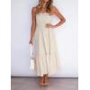 image:imageZESICA Womens Summer Boho Strapless Maxi Dress 2026 Casual Off Shoulder Smocked Flowy A Line Beach Holiday Long DressesSolidbeige