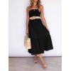 image:imageZESICA Womens Summer Boho Strapless Maxi Dress 2026 Casual Off Shoulder Smocked Flowy A Line Beach Holiday Long DressesSolidblack
