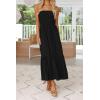 image:imageZESICA Womens Summer Boho Strapless Maxi Dress 2026 Casual Off Shoulder Smocked Flowy A Line Beach Holiday Long DressesSolidblack