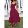 image:imageZESICA Womens Summer Boho Strapless Maxi Dress 2026 Casual Off Shoulder Smocked Flowy A Line Beach Holiday Long DressesSolidfuchsia