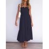 image:imageZESICA Womens Summer Boho Strapless Maxi Dress 2026 Casual Off Shoulder Smocked Flowy A Line Beach Holiday Long DressesSolidnavy