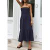 image:imageZESICA Womens Summer Boho Strapless Maxi Dress 2026 Casual Off Shoulder Smocked Flowy A Line Beach Holiday Long DressesSolidnavy