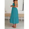 image:imageZESICA Womens Summer Boho Strapless Maxi Dress 2026 Casual Off Shoulder Smocked Flowy A Line Beach Holiday Long DressesSolidpeacock