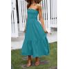 image:imageZESICA Womens Summer Boho Strapless Maxi Dress 2026 Casual Off Shoulder Smocked Flowy A Line Beach Holiday Long DressesSolidpeacock