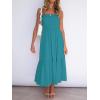 image:imageZESICA Womens Summer Boho Strapless Maxi Dress 2026 Casual Off Shoulder Smocked Flowy A Line Beach Holiday Long DressesSolidpeacock