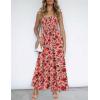 image:imageZESICA Womens Summer Boho Strapless Maxi Dress 2026 Casual Off Shoulder Smocked Flowy A Line Beach Holiday Long DressesVintage Pink