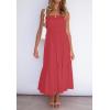 image:imageZESICA Womens Summer Boho Strapless Maxi Dress 2026 Casual Off Shoulder Smocked Flowy A Line Beach Holiday Long DressesWatermelon