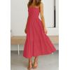 image:imageZESICA Womens Summer Boho Strapless Maxi Dress 2026 Casual Off Shoulder Smocked Flowy A Line Beach Holiday Long DressesWatermelon