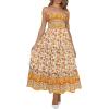image:imageZESICA Womens Summer Boho Strapless Maxi Dress 2026 Casual Off Shoulder Smocked Flowy A Line Beach Holiday Long DressesYellow