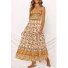 image:imageZESICA Womens Summer Boho Strapless Maxi Dress 2026 Casual Off Shoulder Smocked Flowy A Line Beach Holiday Long DressesYellow