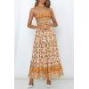 image:imageZESICA Womens Summer Boho Strapless Maxi Dress 2026 Casual Off Shoulder Smocked Flowy A Line Beach Holiday Long DressesYellow