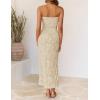 image:imageZESICA Womens 2026 Summer Floral Strapless Maxi Dress Bodycon Side Slit Mesh Formal Cocktail Party Wedding Guest Long DressesApricot