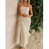 image:imageZESICA Womens 2026 Summer Floral Strapless Maxi Dress Bodycon Side Slit Mesh Formal Cocktail Party Wedding Guest Long DressesApricot