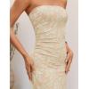 image:imageZESICA Womens 2026 Summer Floral Strapless Maxi Dress Bodycon Side Slit Mesh Formal Cocktail Party Wedding Guest Long DressesApricot