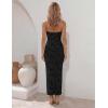 image:imageZESICA Womens 2026 Summer Floral Strapless Maxi Dress Bodycon Side Slit Mesh Formal Cocktail Party Wedding Guest Long DressesBlack