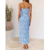 image:imageZESICA Womens 2026 Summer Floral Strapless Maxi Dress Bodycon Side Slit Mesh Formal Cocktail Party Wedding Guest Long DressesBlue