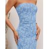 image:imageZESICA Womens 2026 Summer Floral Strapless Maxi Dress Bodycon Side Slit Mesh Formal Cocktail Party Wedding Guest Long DressesBlue