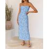 image:imageZESICA Womens 2026 Summer Floral Strapless Maxi Dress Bodycon Side Slit Mesh Formal Cocktail Party Wedding Guest Long DressesBlue