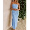 image:imageZESICA Womens 2026 Summer Floral Strapless Maxi Dress Bodycon Side Slit Mesh Formal Cocktail Party Wedding Guest Long DressesBlue