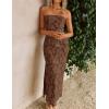 image:imageZESICA Womens 2026 Summer Floral Strapless Maxi Dress Bodycon Side Slit Mesh Formal Cocktail Party Wedding Guest Long DressesCoffee