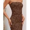 image:imageZESICA Womens 2026 Summer Floral Strapless Maxi Dress Bodycon Side Slit Mesh Formal Cocktail Party Wedding Guest Long DressesCoffee