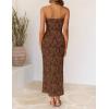 image:imageZESICA Womens 2026 Summer Floral Strapless Maxi Dress Bodycon Side Slit Mesh Formal Cocktail Party Wedding Guest Long DressesCoffee