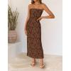 image:imageZESICA Womens 2026 Summer Floral Strapless Maxi Dress Bodycon Side Slit Mesh Formal Cocktail Party Wedding Guest Long DressesCoffee