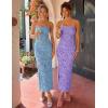 image:imageZESICA Womens 2026 Summer Floral Strapless Maxi Dress Bodycon Side Slit Mesh Formal Cocktail Party Wedding Guest Long DressesDusty Blue