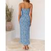 image:imageZESICA Womens 2026 Summer Floral Strapless Maxi Dress Bodycon Side Slit Mesh Formal Cocktail Party Wedding Guest Long DressesDusty Blue