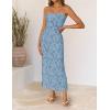 image:imageZESICA Womens 2026 Summer Floral Strapless Maxi Dress Bodycon Side Slit Mesh Formal Cocktail Party Wedding Guest Long DressesDusty Blue