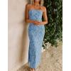 image:imageZESICA Womens 2026 Summer Floral Strapless Maxi Dress Bodycon Side Slit Mesh Formal Cocktail Party Wedding Guest Long DressesDusty Blue