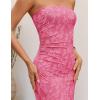 image:imageZESICA Womens 2026 Summer Floral Strapless Maxi Dress Bodycon Side Slit Mesh Formal Cocktail Party Wedding Guest Long DressesHot Pink