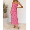 image:imageZESICA Womens 2026 Summer Floral Strapless Maxi Dress Bodycon Side Slit Mesh Formal Cocktail Party Wedding Guest Long DressesHot Pink