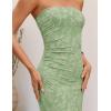 image:imageZESICA Womens 2026 Summer Floral Strapless Maxi Dress Bodycon Side Slit Mesh Formal Cocktail Party Wedding Guest Long DressesLight Green