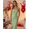 image:imageZESICA Womens 2026 Summer Floral Strapless Maxi Dress Bodycon Side Slit Mesh Formal Cocktail Party Wedding Guest Long DressesLight Green
