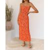 image:imageZESICA Womens 2026 Summer Floral Strapless Maxi Dress Bodycon Side Slit Mesh Formal Cocktail Party Wedding Guest Long DressesOrange