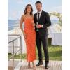 image:imageZESICA Womens 2026 Summer Floral Strapless Maxi Dress Bodycon Side Slit Mesh Formal Cocktail Party Wedding Guest Long DressesOrange