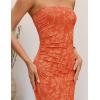 image:imageZESICA Womens 2026 Summer Floral Strapless Maxi Dress Bodycon Side Slit Mesh Formal Cocktail Party Wedding Guest Long DressesOrange