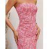 image:imageZESICA Womens 2026 Summer Floral Strapless Maxi Dress Bodycon Side Slit Mesh Formal Cocktail Party Wedding Guest Long DressesPink