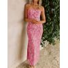 image:imageZESICA Womens 2026 Summer Floral Strapless Maxi Dress Bodycon Side Slit Mesh Formal Cocktail Party Wedding Guest Long DressesPink