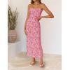 image:imageZESICA Womens 2026 Summer Floral Strapless Maxi Dress Bodycon Side Slit Mesh Formal Cocktail Party Wedding Guest Long DressesPink