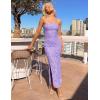 image:imageZESICA Womens 2026 Summer Floral Strapless Maxi Dress Bodycon Side Slit Mesh Formal Cocktail Party Wedding Guest Long DressesPurple