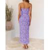 image:imageZESICA Womens 2026 Summer Floral Strapless Maxi Dress Bodycon Side Slit Mesh Formal Cocktail Party Wedding Guest Long DressesPurple