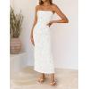 image:imageZESICA Womens 2026 Summer Floral Strapless Maxi Dress Bodycon Side Slit Mesh Formal Cocktail Party Wedding Guest Long DressesWhite